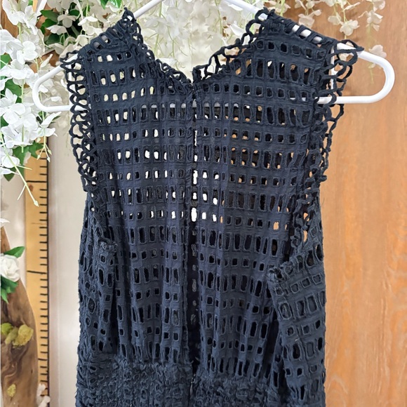 Free People Midnight Black Eyelet Mini Dress-100% Cotton - Picture 8 of 9